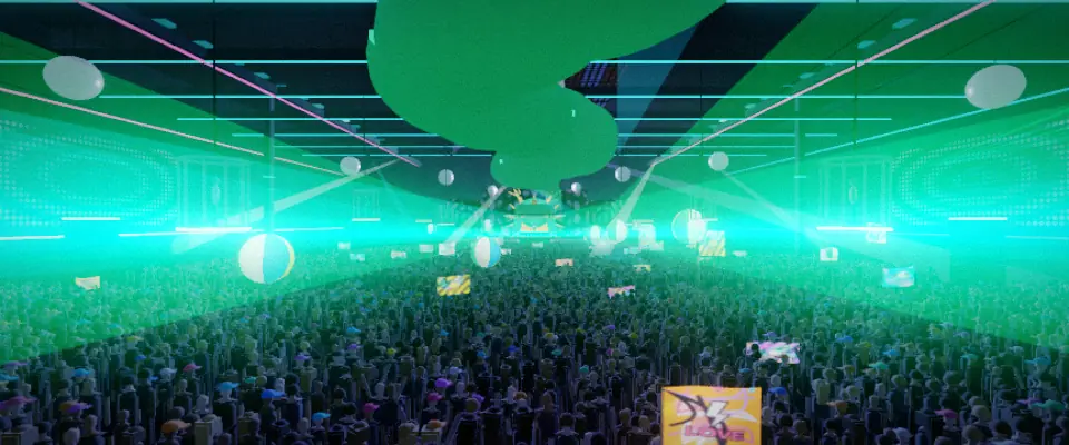 Dragon&rsquo;s Den &mdash; a jade dragon coiling the ceiling of an indoor club above the decks