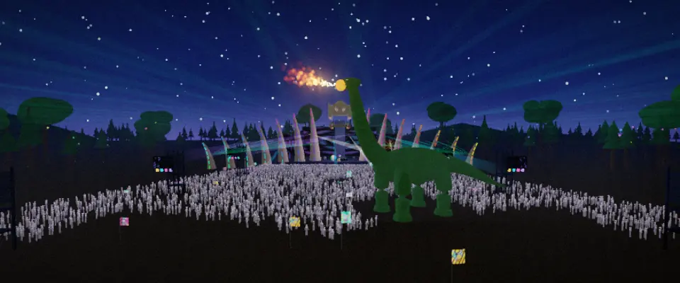 Lost Lands &mdash; a colossal dinosaur skull stage in deep forest