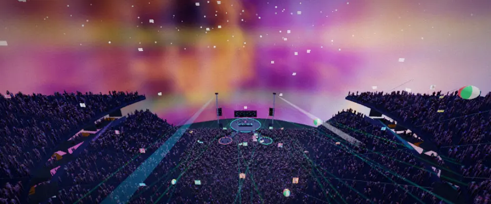 The Orb &mdash; the inside of a giant sphere with a wraparound video dome and a sunken stage